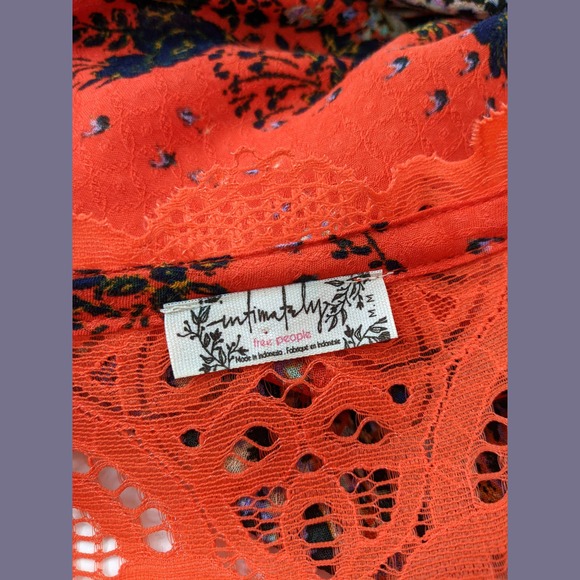 Free People Size M Womens Morning Song Printed Maxi Dress Orange Red Multicolor - Picture 11 of 12